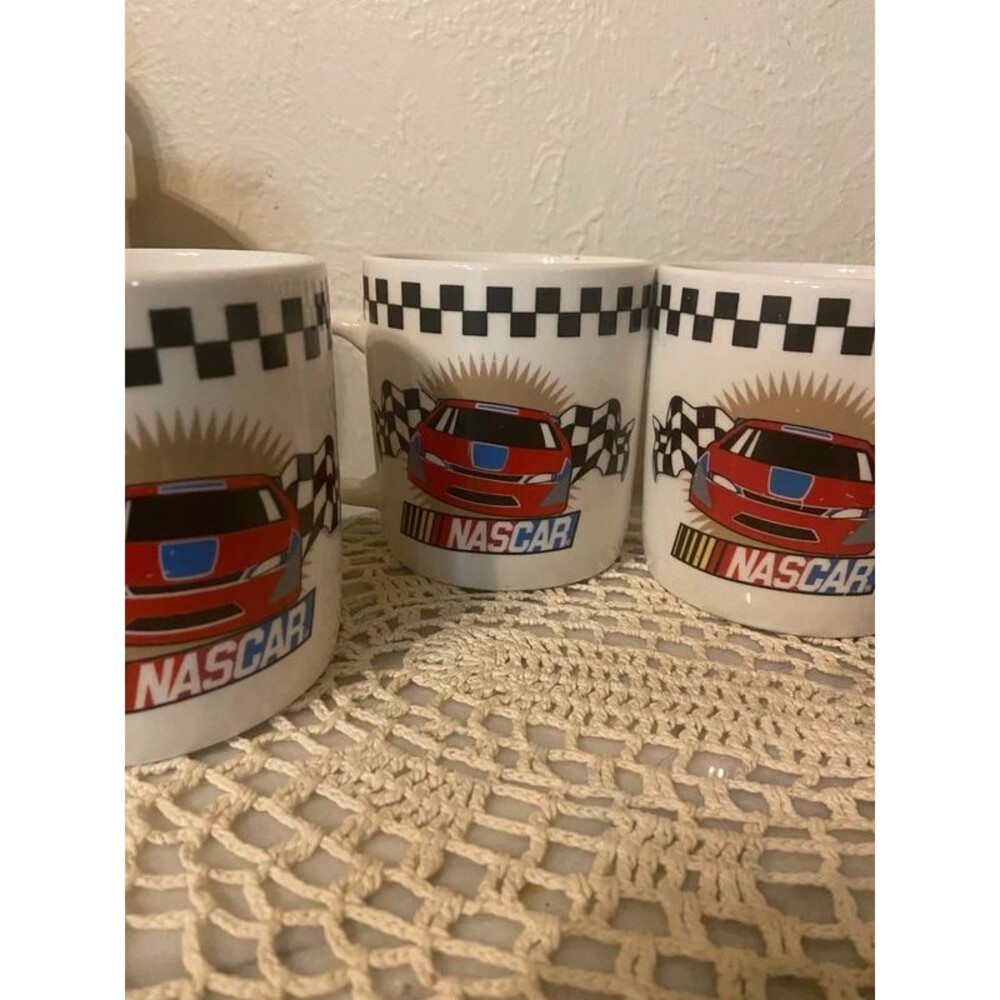 Vintage Gibson NASCAR ceramic coffee mugs